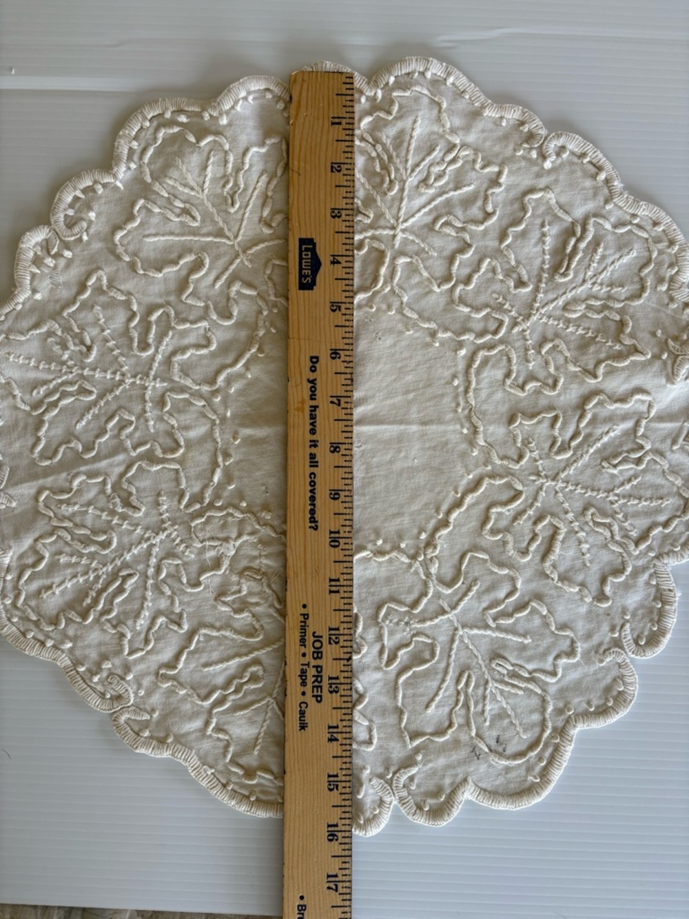 Vintage Embroidered Ivory Round Lace Doily - Classic Table Accent - Picture 5 of 5